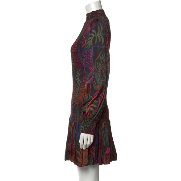 Farm Rio multicolour smocked drop waist long sleeve mini dress - Small NWOT - Picture 9 of 10